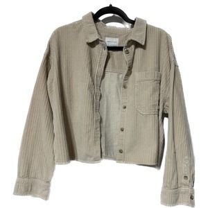 American Eagle Outfitters Beige Corduroy Button-Up Jacket